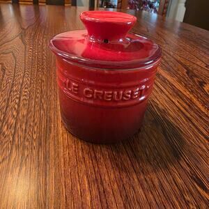 Le Creuset Cerise Butter Bell Crock Lid Ombre Cherry Red Stonewear
